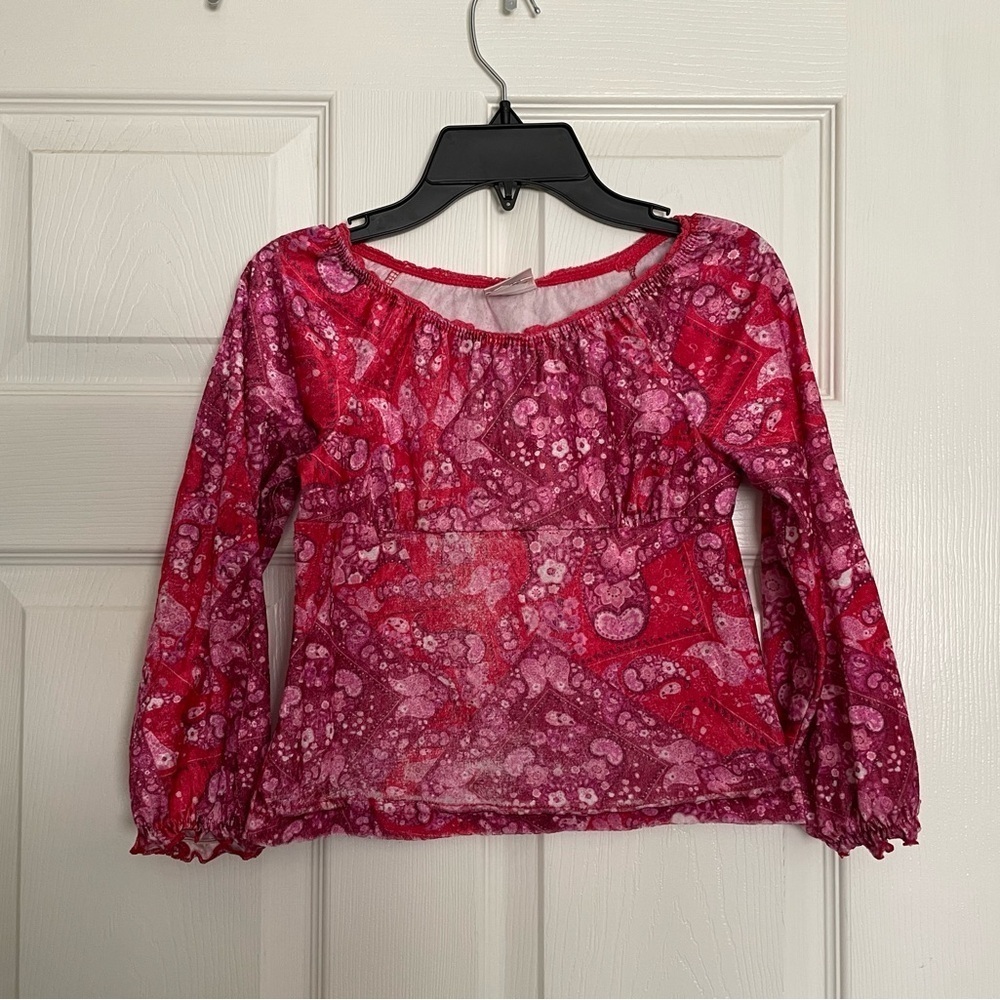 Vintage Xhilaration Girls Pink and Red Paisley soft Shirt size S-6/6X